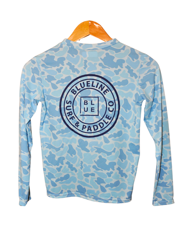 Kids' OG Logo Long Sleeve UV Sun Shirt – Heather Blue Camo, alternate view