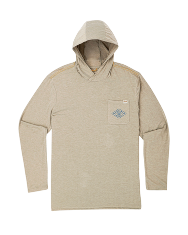 Marsh Wear Blueline hooded sun shirt coriander heather front view lightweight performance hoodie with pocket