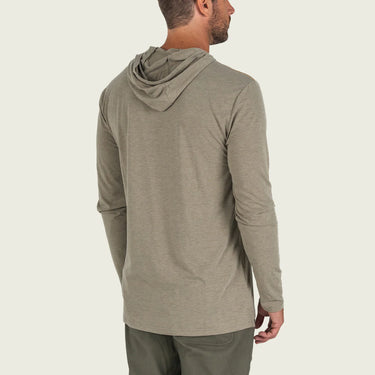 Marsh Wear hooded sun shirt coriander heather worn by model breathable fishing and boating hoodie Jupiter Florida