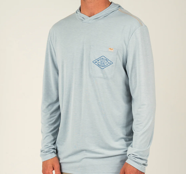 Marsh Wear Blueline hooded sun shirt light blue front view