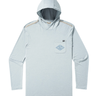 Marsh Wear Blueline hooded sun shirt  with pocket, heather smoke front view lightweight UPF performance hoodie
