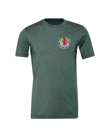 North County T-Shirt – Heather Pine, front chest patch