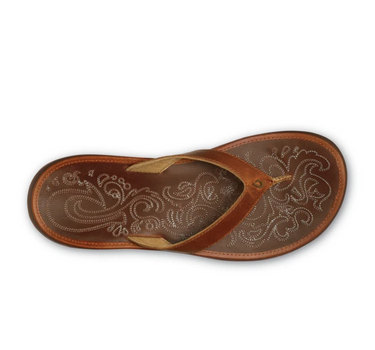 OluKai Paniolo women's premium leather sandals in Natural featuring handcrafted leather straps, anatomical comfort, and island-inspired design.