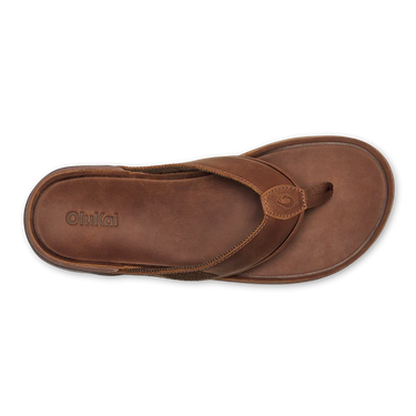OluKai Tuahine men's leather sandal in Bisque, view 2