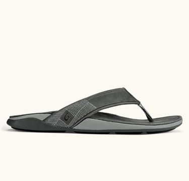 OluKai Tuahine men's leather sandal in Stone, view 3