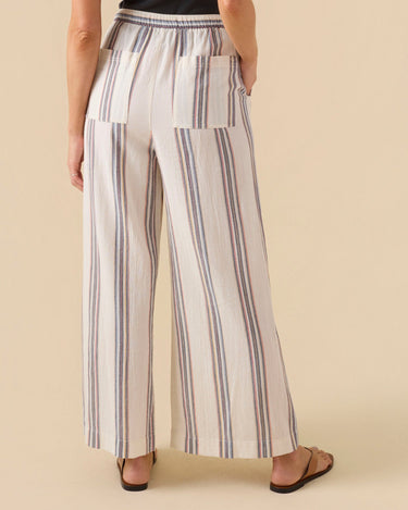Outerknown LayLow pant back view striped wide leg women’s relaxed coastal pants