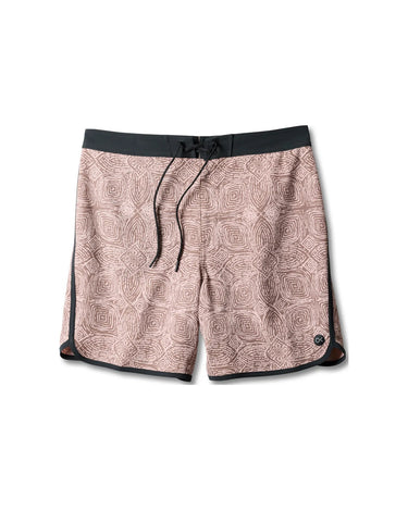 Outerknown black scallop boardshorts flat lay performance surf trunks
