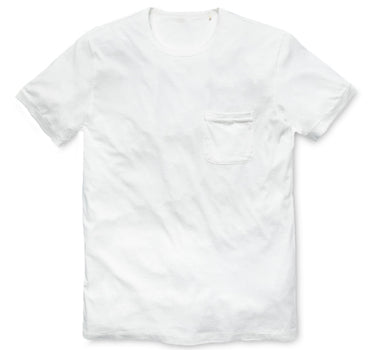 white Outerknown Sojourn pocket tee flat lay premium organic cotton t-shirt