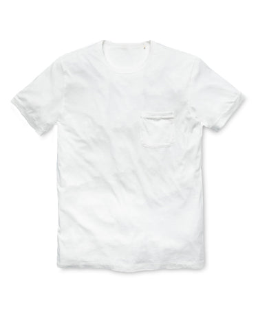 white Outerknown Sojourn pocket tee flat lay premium organic cotton t-shirt