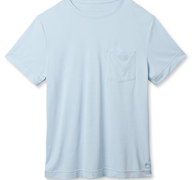 Outerknown sun pocket tee blue men’s UPF 50 short sleeve sun shirt