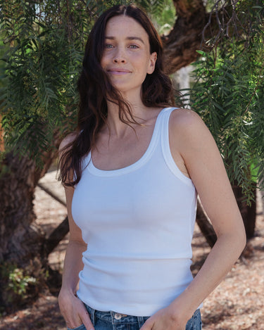 Outerknown Women's Sojourn Ribbed Tank, on model