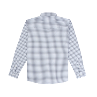 Back view of Poncho Blackfin long-sleeve plaid shirt