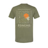 Poncho Dove Up T-Shirt in green with dove hunting back graphic