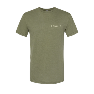 Front of Poncho Dove Up T-Shirt in green