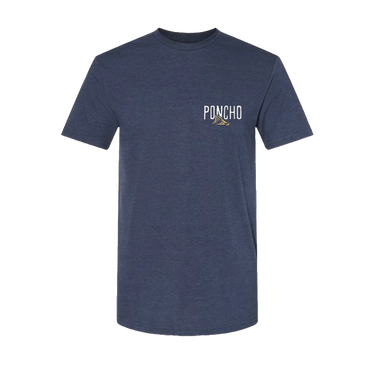Front of Poncho Skiff T-Shirt in navy with chest logo