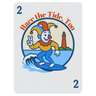 Race the Tide, Too Iron Division logo featuring a joker surfing with Jupiter Lighthouse in the background, paddle race artwork