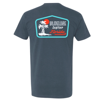 Rectangle Palm T-Shirt – Indigo, back graphic