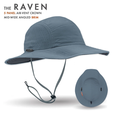 Shelta Raven Performance Sun Hat in Slate Blue with wide sun-protective brim and adjustable cord