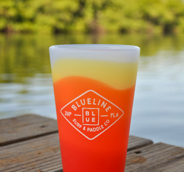 Silipint Diamond Silicone Pint Glass featuring the Blueline Diamond logo, reusable food-grade silicone construction, and eco-friendly design.