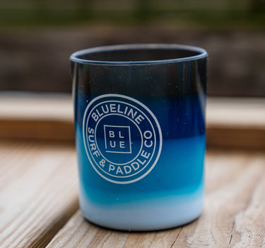 Silipint OG Blueline Circle Logo Silicone Rocks Glass in Moonbeam featuring the original Blueline Circle Logo and durable reusable silicone construction.