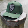 Forest green Skully UV Lite performance rope hat from Blueline Surf & Paddle Co. featuring custom skull artwork and lightweight breathable design inspired by the Jupiter Florida coastal lifestyle.