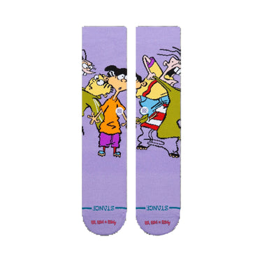 Stance Ed, Edd n Eddy crew socks in purple and blue with character graphics