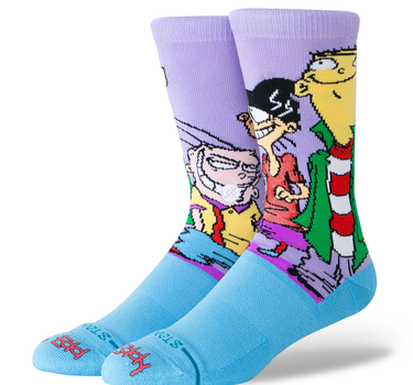 Stance Ed, Edd n Eddy crew socks in purple and blue with character graphics