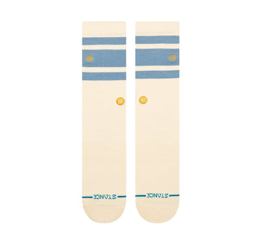 Stance Got Sol Crew Socks in cream with blue stripes and sun detail