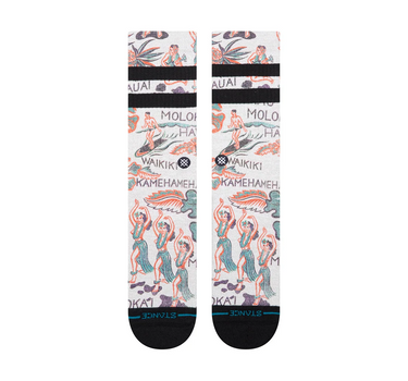 Stance Lei Lei crew socks showing tropical Hawaiian-inspired pattern