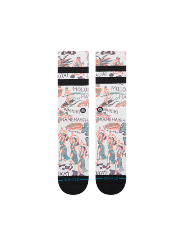 Stance Lei Lei crew socks showing tropical Hawaiian-inspired pattern