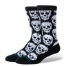 Stance Static Skull crew socks in black with all-over white skull graphics