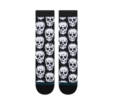 Stance Static Skull crew socks in black with all-over white skull graphics