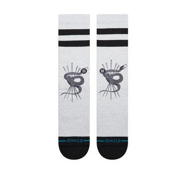 Stance Threads crew socks showing black stripe and graphic details