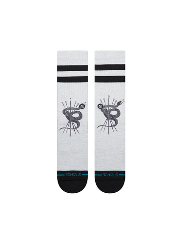 Stance Threads crew socks showing black stripe and graphic details