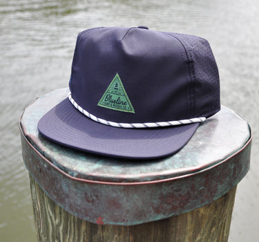 Triangle Lighthouse performance rope hat in navy and avocado