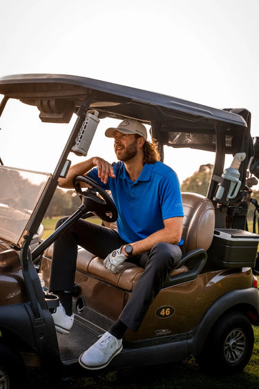 Turtle Box Ranger Portable Bluetooth Speaker in Tan, on a golf cart
