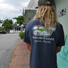 Matt wearing a large Vineyard Vines x Blueline Lighthouse graphic T-shirt in Jupiter, Florida. Matt is 6'3"