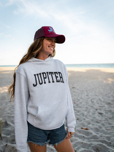 Women's Jupiter Florida Hoodie in White Heather from Blueline Surf & Paddle Co.