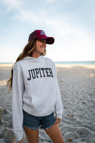 Women's Jupiter Florida Hoodie in White Heather from Blueline Surf & Paddle Co.