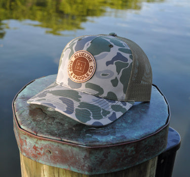Blueline OG Leather Patch Trucker Hat – Marsh Duck / Loden Camo