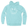 Youth Blueline surf blue hoodie with smiley palm tree back graphic